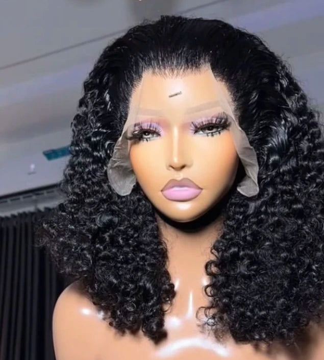 Kinky Curly Straight Deep Wave Bob HD Lace Front Wig Glueless Human Hair