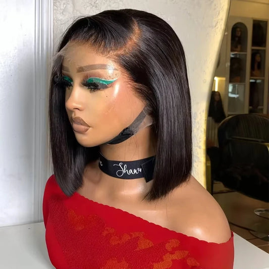 Bob Wig 13x4 Transparent Lace Front Glueless Pre Plucked Human Hair