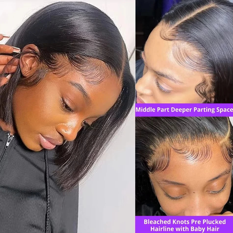 Bob Wig 13x4 Transparent Lace Front Glueless Pre Plucked Human Hair