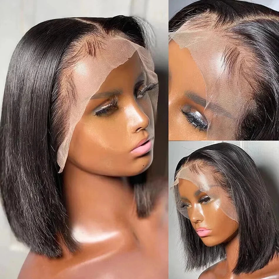 Bob Wig 13x4 Transparent Lace Front Glueless Pre Plucked Human Hair