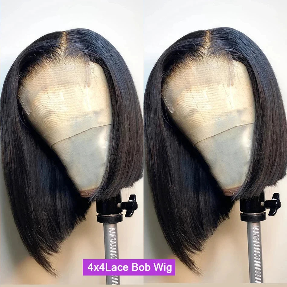 Bob Wig 13x4 Transparent Lace Front Glueless Pre Plucked Human Hair