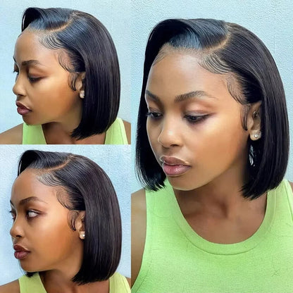 Bob Wig 13x4 Transparent Lace Front Glueless Pre Plucked Human Hair