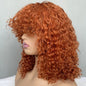 Short Water Wave Bob Wig with Bangs 100% Full Machine Human Hair Wig