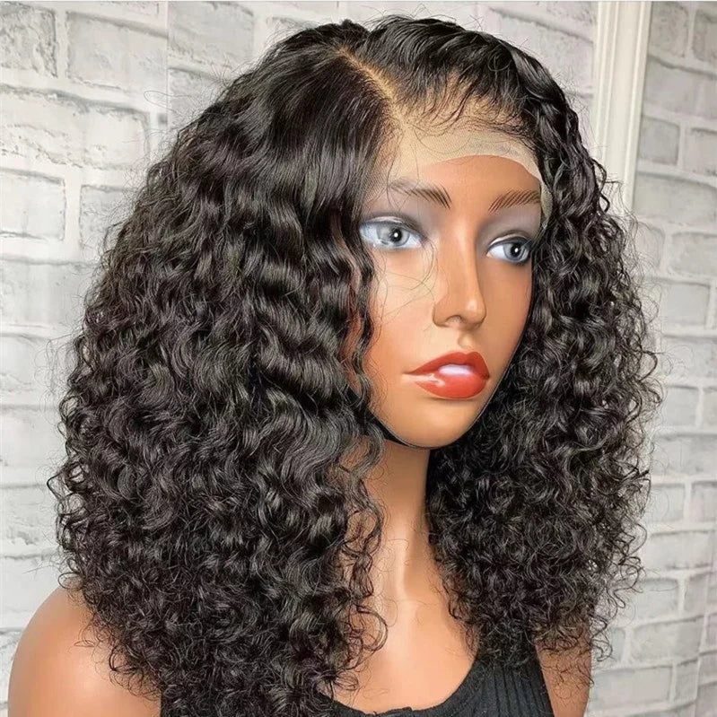 Curly Transparent 4x4 5x5 Lace Closure Wig Virgin Human Hair Bob