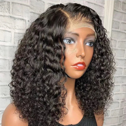 Curly Transparent 4x4 5x5 Lace Closure Wig Virgin Human Hair Bob
