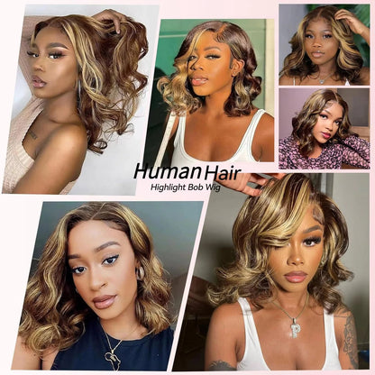 Ombre Highlight Curly Loose Wave 13x4 Lace Frontal Wig Human Hair