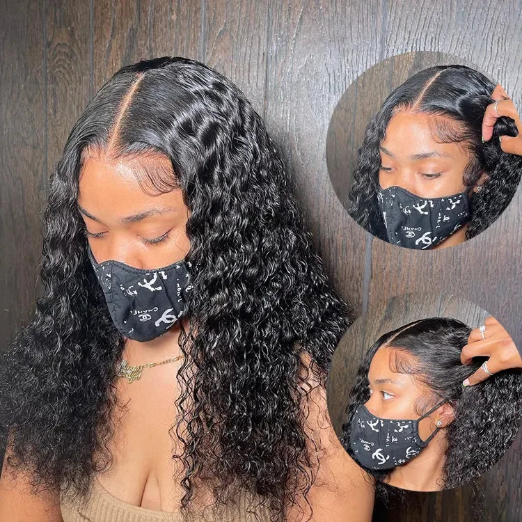 Water Wave 13x4 Lace Frontal Wig Glueless 180% Human Hair