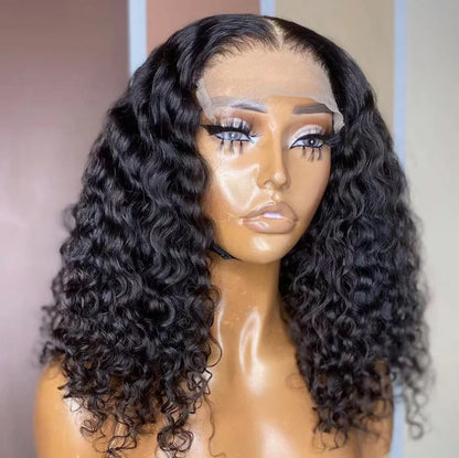Curly Transparent 4x4 5x5 Lace Closure Wig Virgin Human Hair Bob