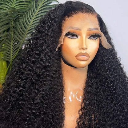 Curly 13x4 Full Lace Front Wig 180% Density Virgin Human Hair Pre Plucked