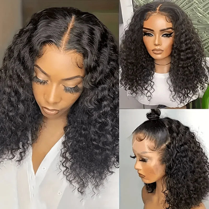 Brazilian Loose Deep Wave 13x4 Lace Frontal Wigs 100% Human Hair 200% Density Transparent 4x4 Lace Front Wig Curly Short Bob Wig
