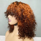 Short Water Wave Bob Wig with Bangs 100% Full Machine Human Hair Wig