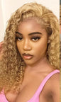 Curly Full Lace Front Wig Indian Remy Human Hair Long Transparent Lace 180% Density