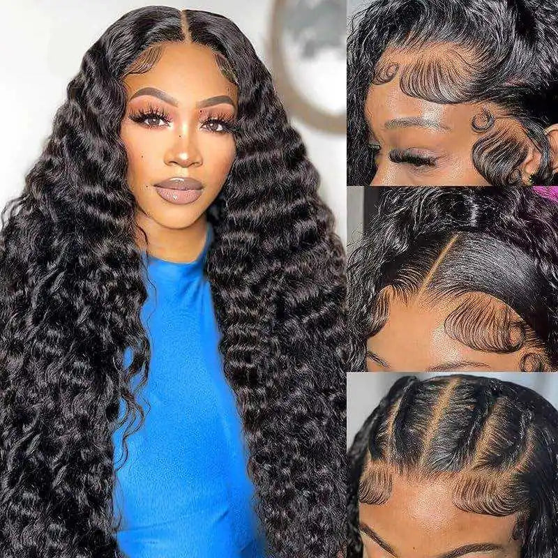 Deep Wave HD Lace Frontal Wig Glueless Cuticle Aligned 100% Virgin Human Hair