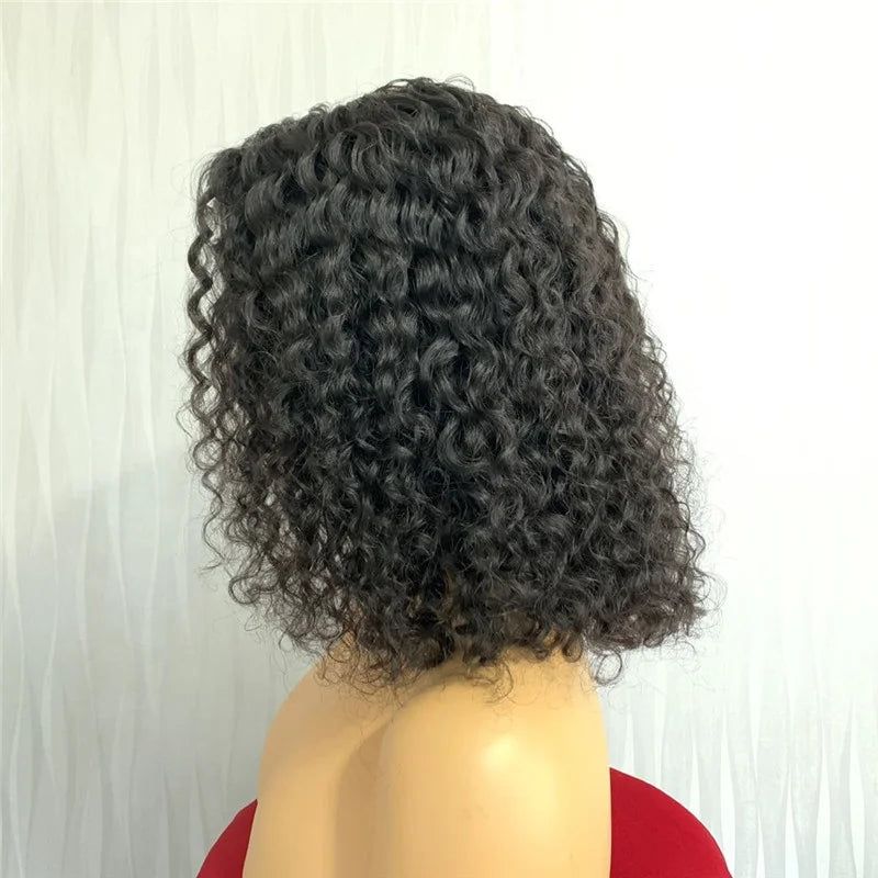 Curly Transparent 4x4 5x5 Lace Closure Wig Virgin Human Hair Bob