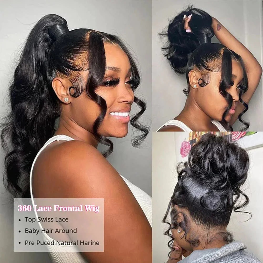 Short Body Wave 360 Full Transparent Lace Wig Human Hair