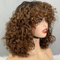 Short Water Wave Bob Wig with Bangs 100% Full Machine Human Hair Wig