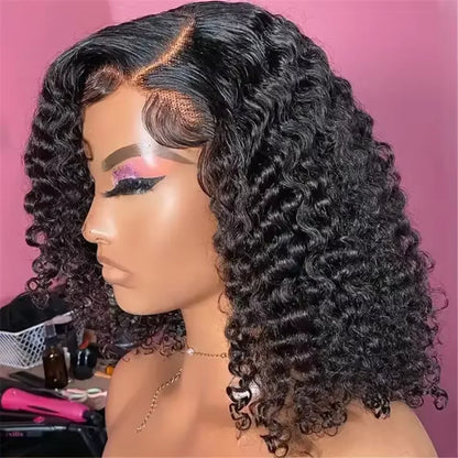 Kinky Curly Short Bob 13x4 HD Lace Front Wig Glueless Human Hair
