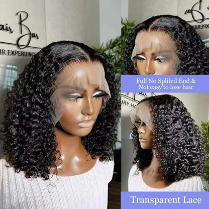 Curly Deep Wave Bob 13x4 HD Lace Front Wig 200% Density Pre Plucked Human Hair