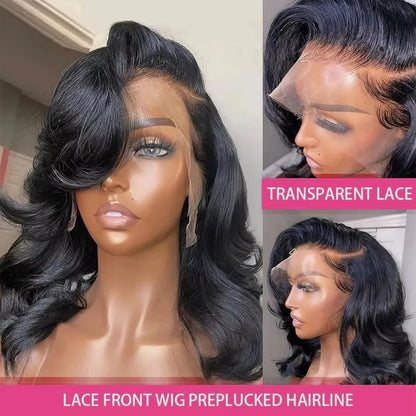 Short Bob Wigs Body Wave 13x4 Lace Frontal 200% Density Human Hair Wigs Short Bob 4x4 Closure Wig Preplucked Body Wave