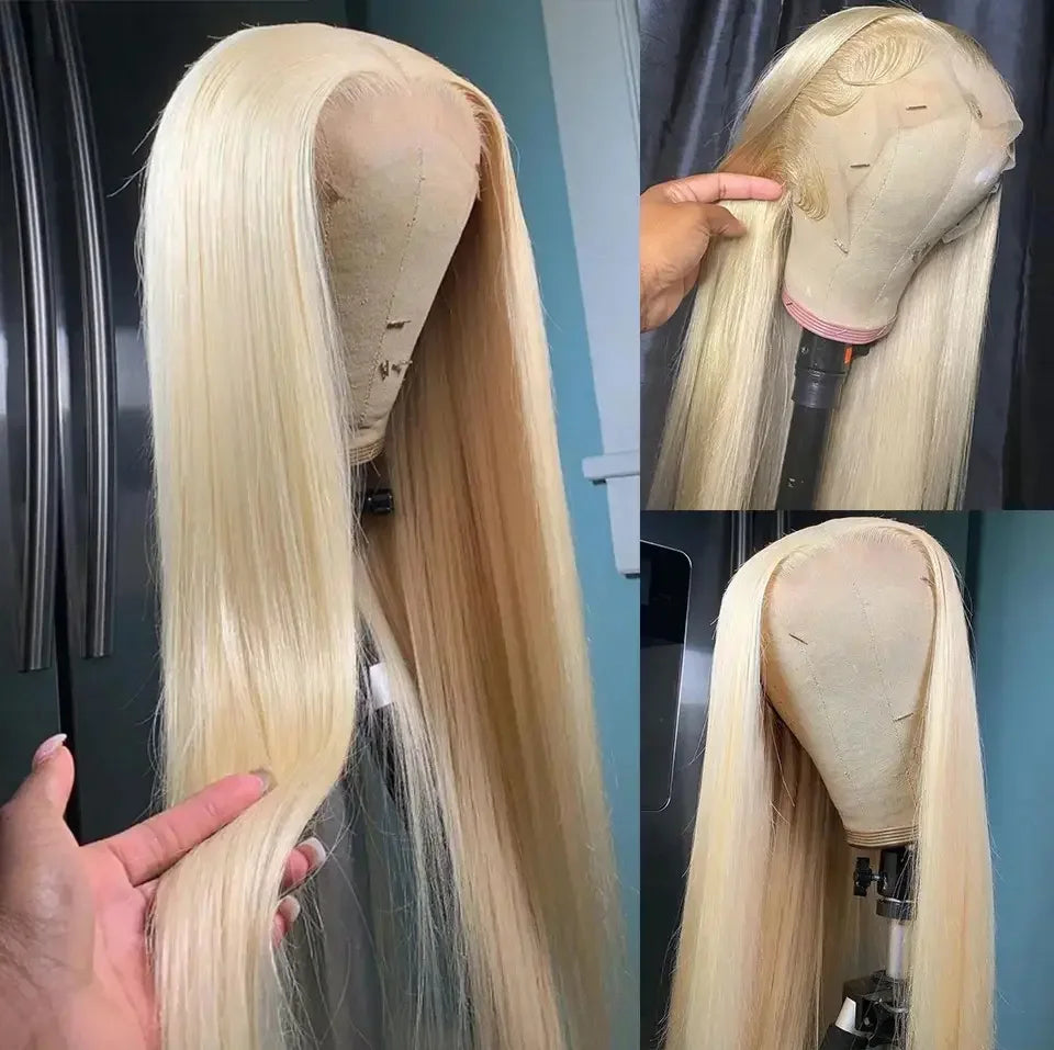613 Blonde Straight 13x4 13x6 HD 360 Full Lace Front Wig Human Hair