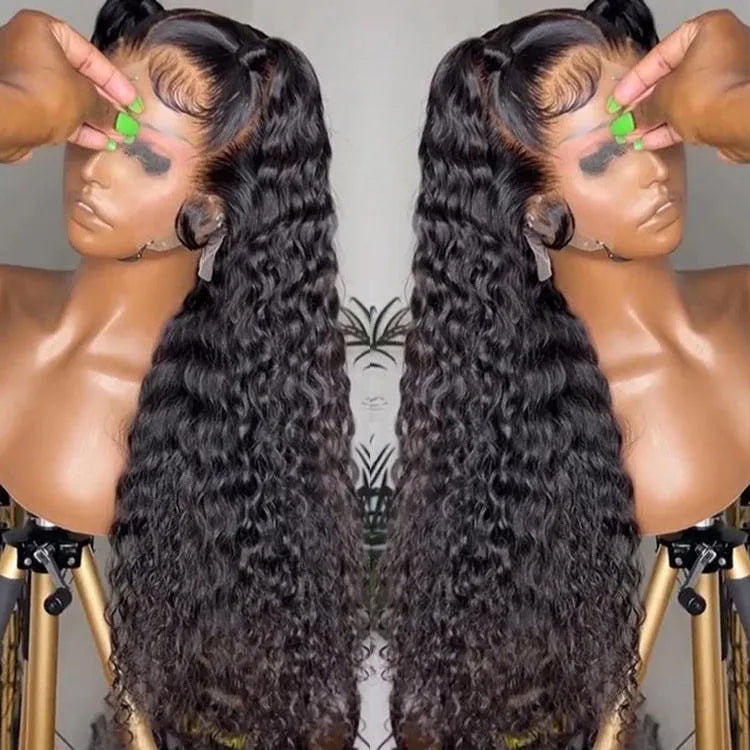 Deep Wave HD Lace Frontal Wig Glueless Cuticle Aligned 100% Virgin Human Hair