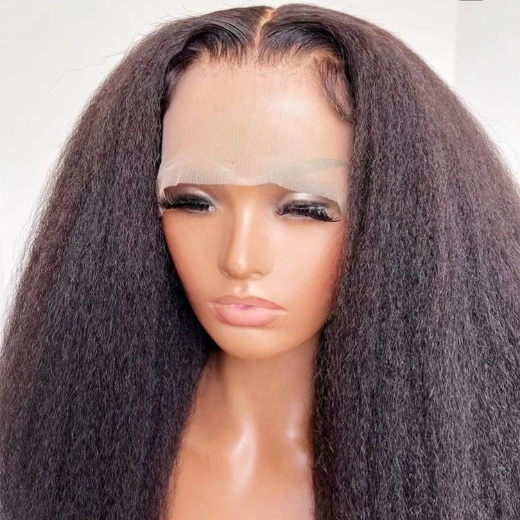 Kinky Straight 13x4 Lace Front Wig 100% Virgin Human Hair