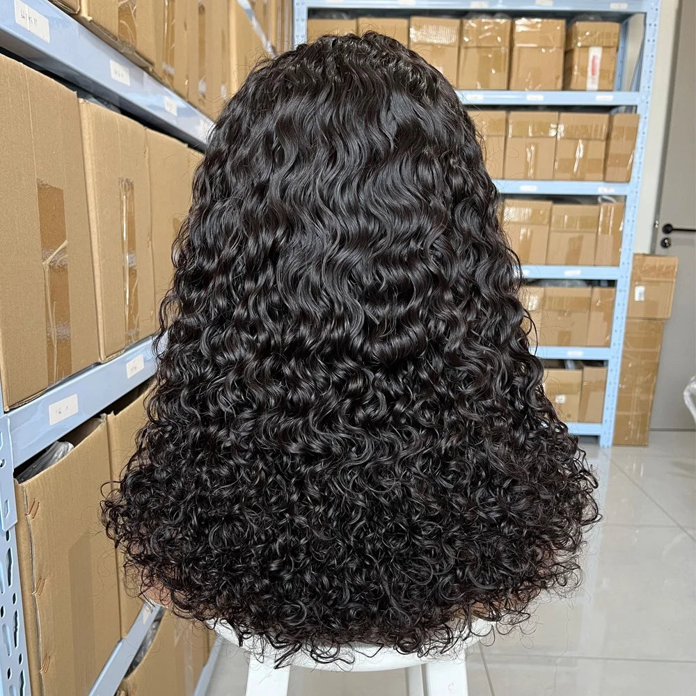 Water Curly 13x4 Lace Front Wig Human Hair 250% Density