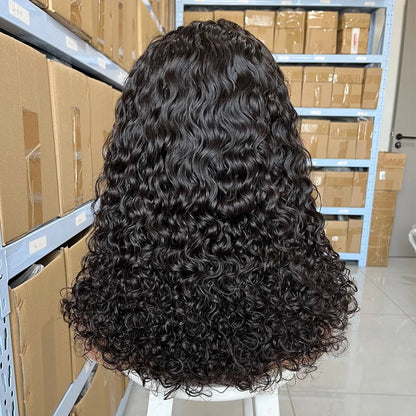 Water Curly 13x4 Lace Front Wig Human Hair 250% Density