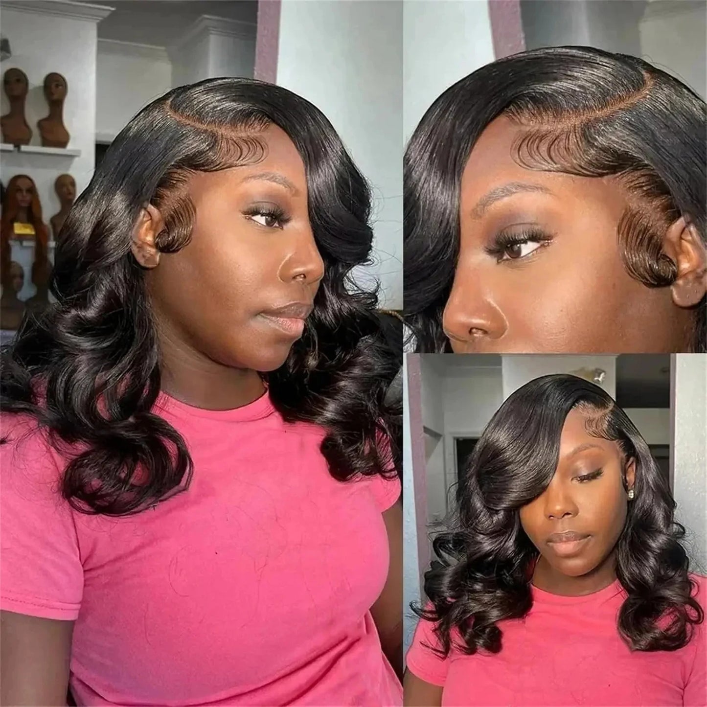 Short Bob Wigs Body Wave 13x4 Lace Frontal 200% Density Human Hair Wigs Short Bob 4x4 Closure Wig Preplucked Body Wave