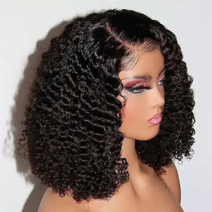 Kinky Curly Short Bob 13x4 HD Lace Front Wig Glueless Human Hair