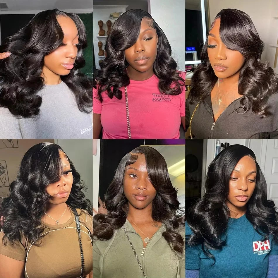 Body Wave Short Bob 13x4 Transparent Lace Front Wig 200% Density Human Hair