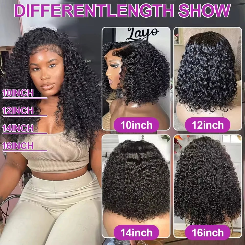 Deep Wave 13x4 Lace Front Short Bob Wig 180% Density Human Hair Pre Plucked