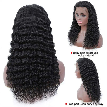 Water Wave 13x4 Lace Frontal Wig Glueless 180% Human Hair