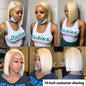 613 Blonde Straight Bob T Part Lace Front Wig 150% Density Human Hair