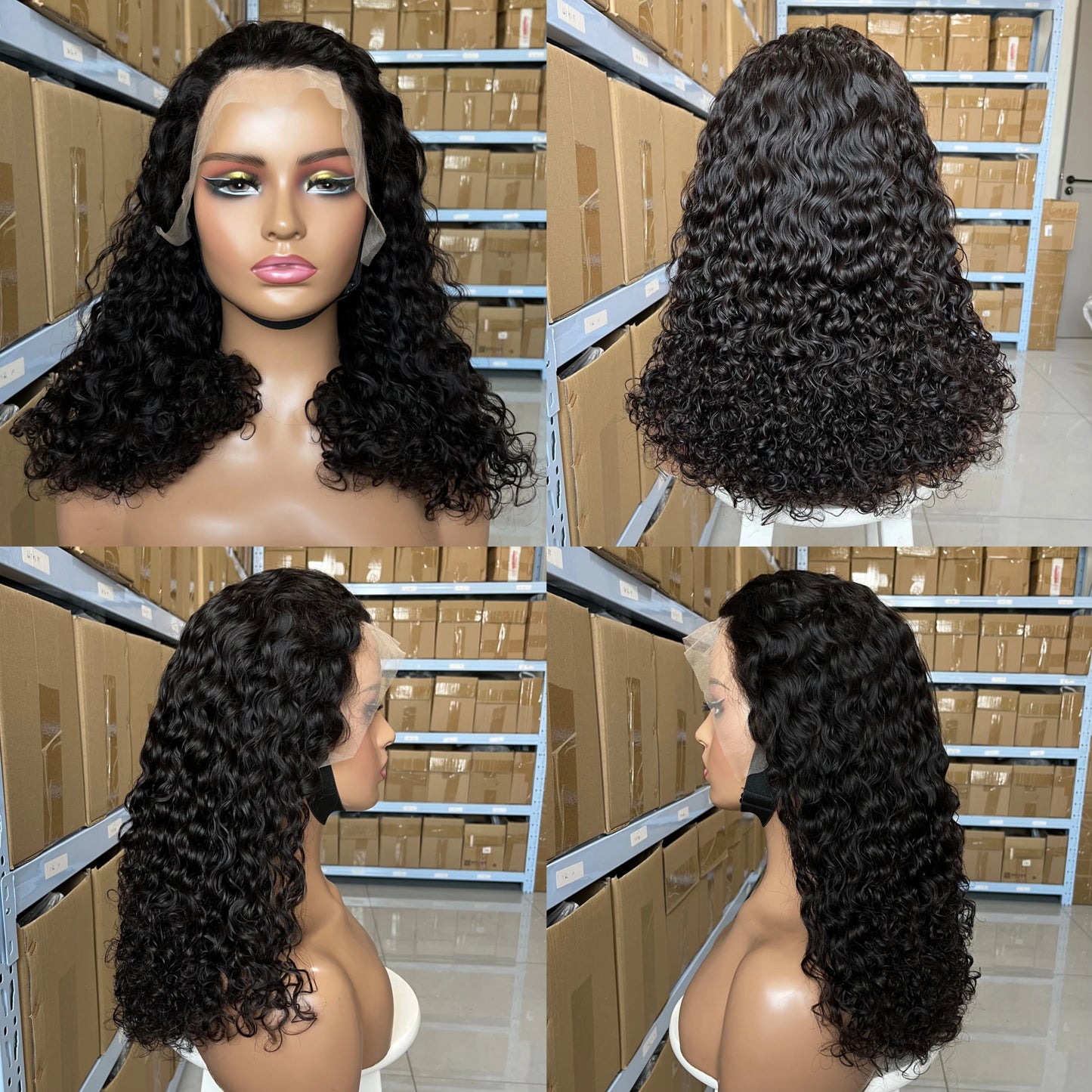 Water Curly 13x4 Lace Front Wig Human Hair 250% Density