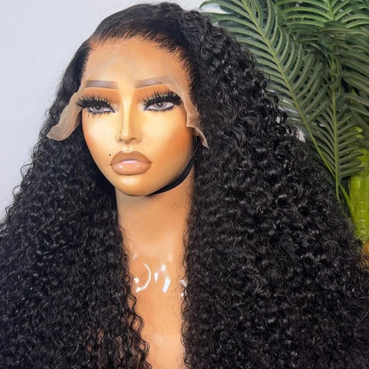 Curly 13x4 Full Lace Front Wig 180% Density Virgin Human Hair Pre Plucked