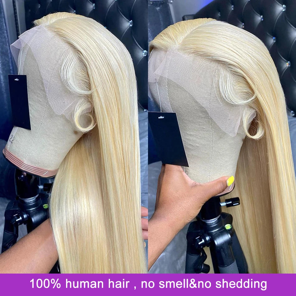 Blonde Bone Straight 13x4 Swiss Lace Front Wig 100% Virgin Human Hair