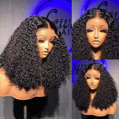 Deep Wave 13x4 Lace Front Short Bob Wig 180% Density Human Hair Pre Plucked