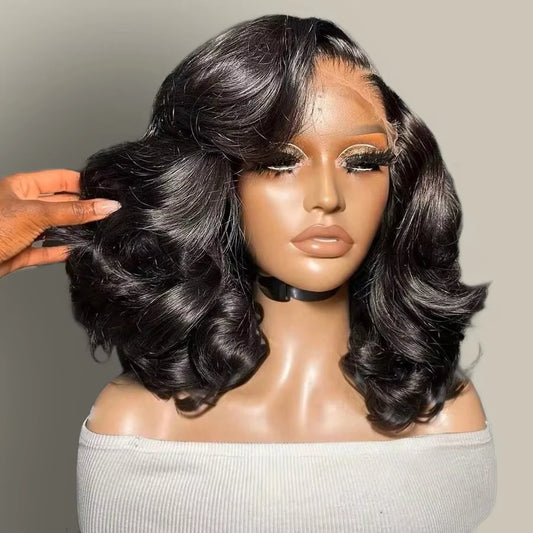 Body Wave Short Bob 13x4 Transparent Lace Front Wig 200% Density Human Hair