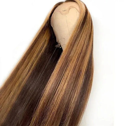 Highlight Straight 13x6 HD Lace Front Wig 100% Virgin Human Hair Pre Plucked