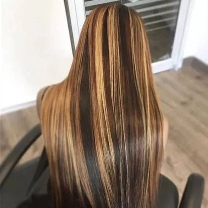 Highlight Straight 13x6 HD Lace Front Wig 100% Virgin Human Hair Pre Plucked