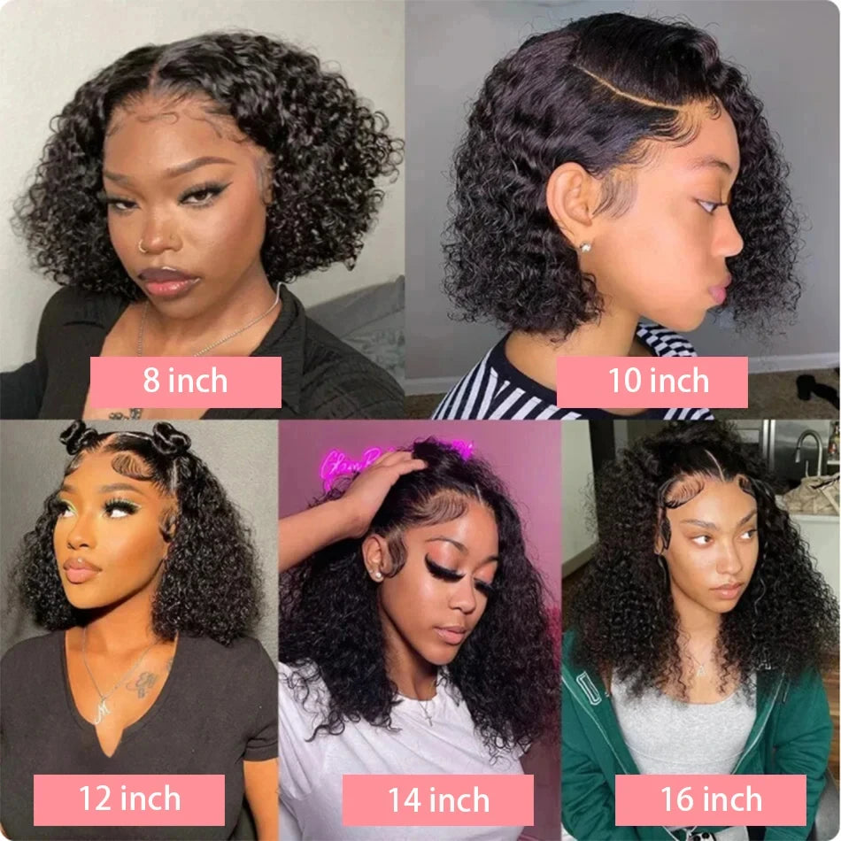 Deep Wave 13x4 Lace Front Bob Wig Pre Plucked 100% Human Hair