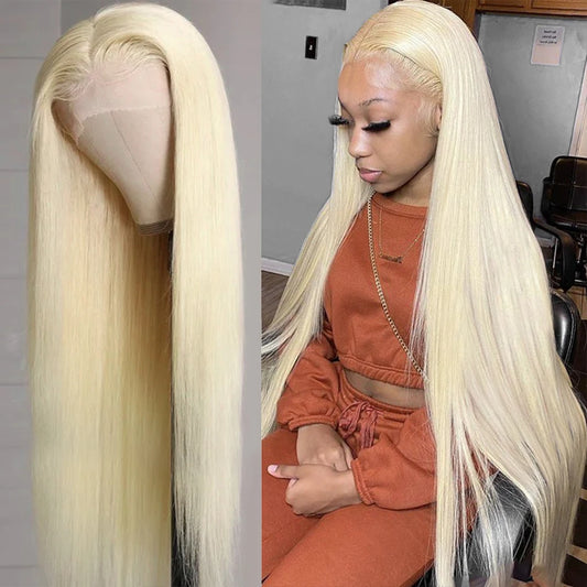 Blonde Bone Straight 13x4 Swiss Lace Front Wig 100% Virgin Human Hair