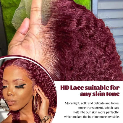 Loose Deep Wave Bob 13x4 HD Lace Front Wig 200% Density Burgundy Human Hair