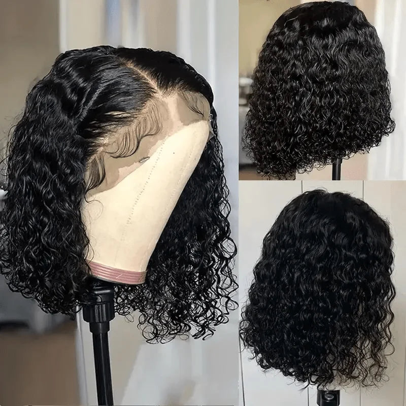 Brazilian Loose Deep Wave 13x4 Lace Frontal Wigs 100% Human Hair 200% Density Transparent 4x4 Lace Front Wig Curly Short Bob Wig
