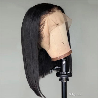 Straight Remy Human Hair Lace Front Glueless Wig Pre Plucked Bleached Knots 180% Density