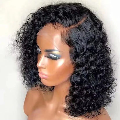 Short Bob Loose Deep Wave 13x4 Lace Front Wig Curly Transparent Human Hair