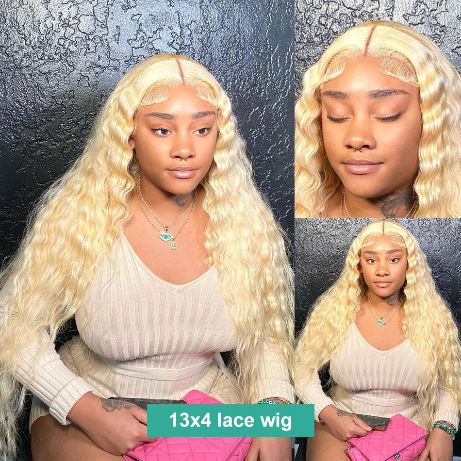 Blonde Bone Straight 13x4 Swiss Lace Front Wig 100% Virgin Human Hair
