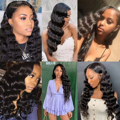 Deep Wave Nature Transparent HD Full Lace Frontal Wig Virgin Human Hair Pre Plucked