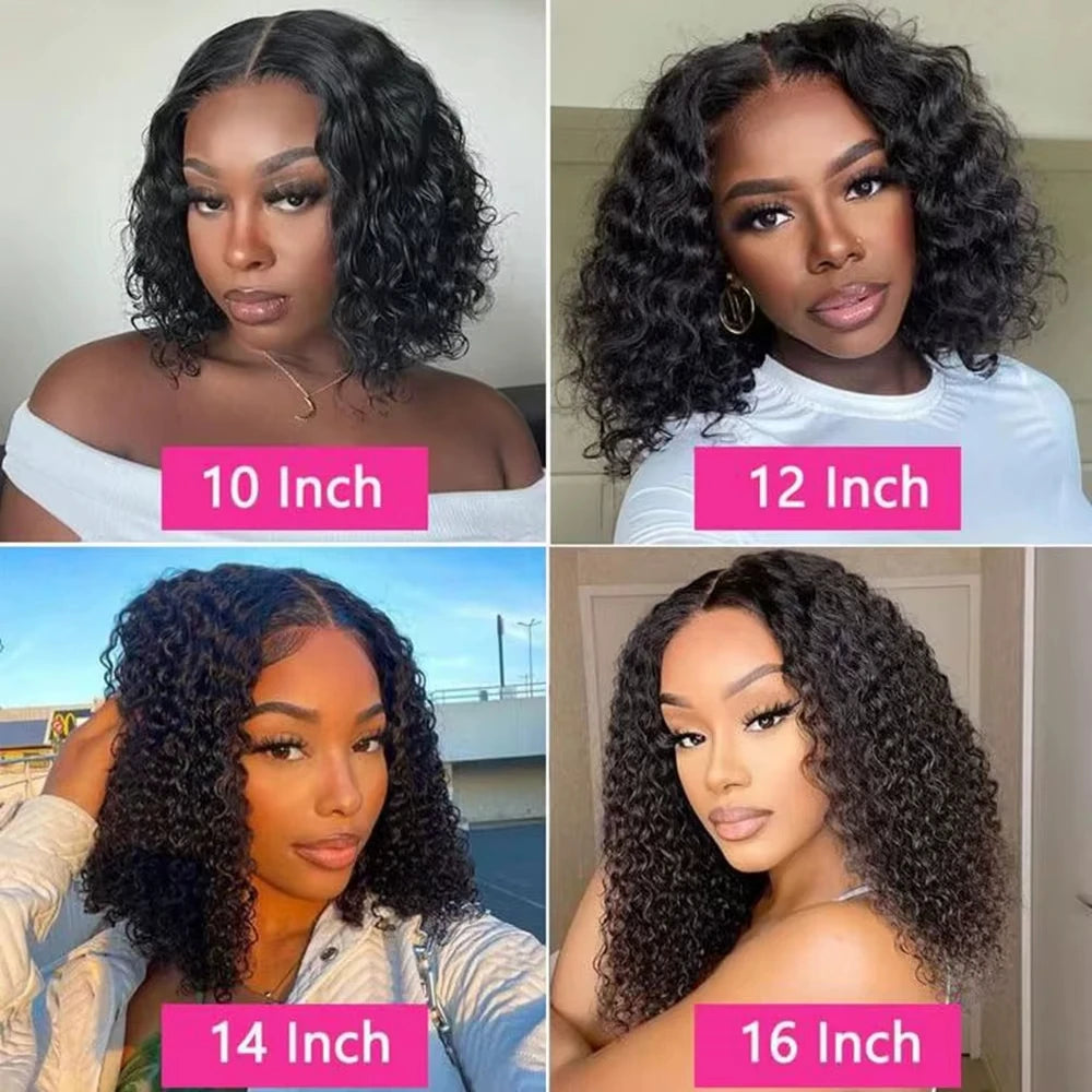 Deep Wave 200% Density Pre-Plucked Short Bob 13x4 Lace Frontal Wig
